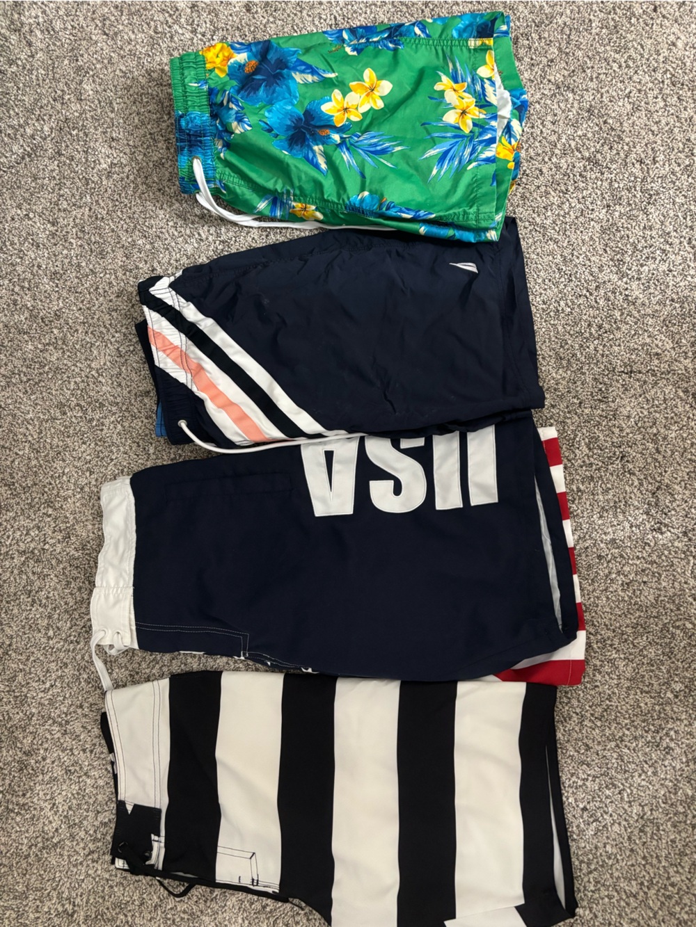 Mixed Men’s Swim Shorts Bundle - Striped, USA, Floral